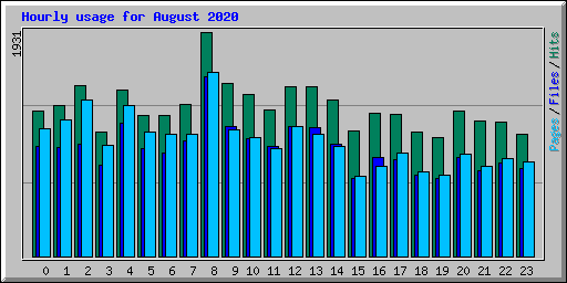 Hourly usage for August 2020