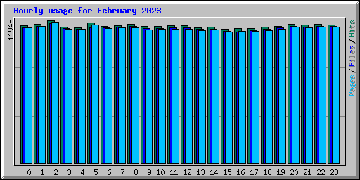 Hourly usage for February 2023